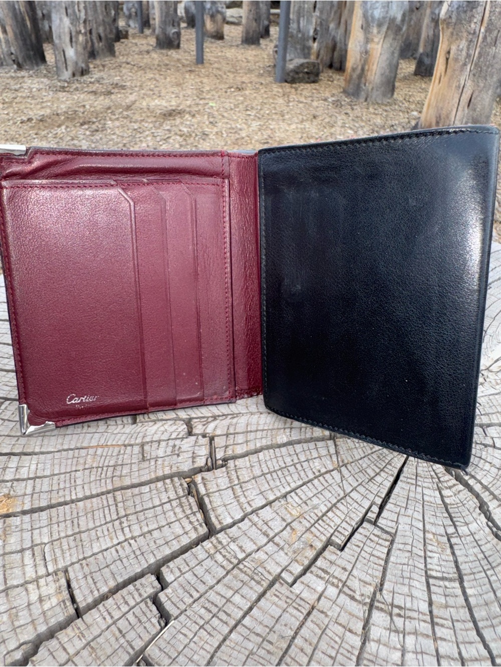 Cartier his and hers black leather wallet set of 2 (resellers bundle) - Picture 6 of 10